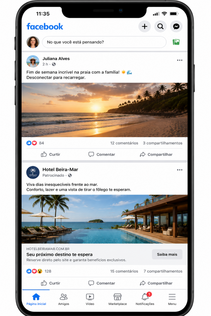 modelo de anúncio pousada no Facebook